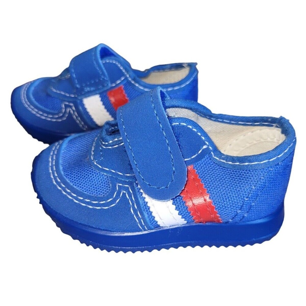 Vintage 70s-80s Child's Tennis Shoes Size 2 Hook Loop Closure Sneakers Doll